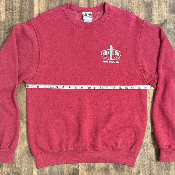 Ron Jon Surf Shop Cocoa Beach Jerzees Crewneck Sweatshirt Red Size Unisex Small - Picture 7 of 8